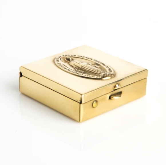 🍀 Virgins Saints & Angels Gold & Green Mirrored Trinket Box NEW! - Picture 7 of 7